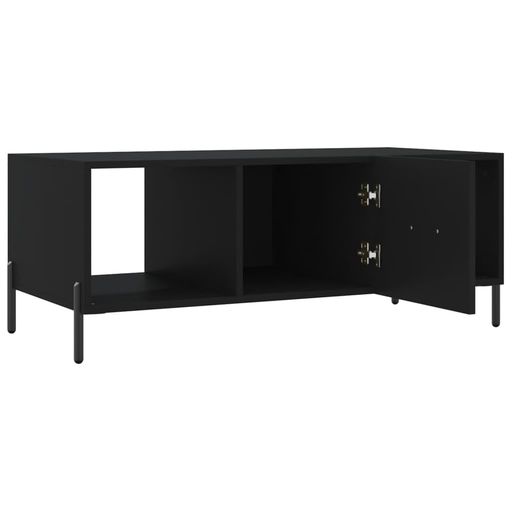 Stolik kawowy czarny 102 x 50 x 40 cm z materiału drewnopochodnego z 3 półkami i wytrzymałym blatem z żelaznymi nogami