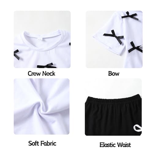 Image of Kids Girl Clothes Heart Print Short Sleeve Top and Shorts Cute Girl Summer Outfits Short Set