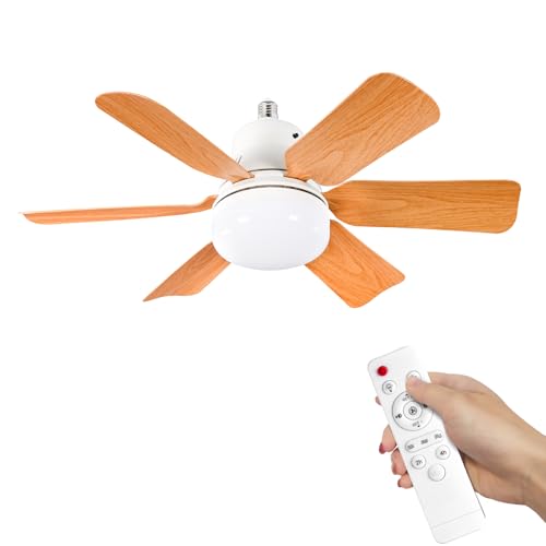 Ventilador de Techo con Luz y Mando a Distancia, 40W E27 Lampara Ventilador Techo Silencioso con 6 Aspas, 3 Velocidades, Temporizador, Ventilador Techo Luz Regulable para Dormitorio, Salon (Marrón)