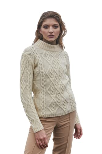 Image of SAOL Wool Sweater for Women Ireland Cable Knitted Jumper