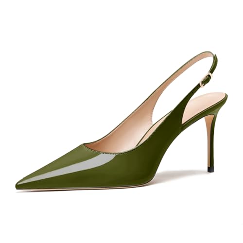 XINIUNIU Slingback Heels for Women Kitten Stiletto Pumps Closed Pointed Toe 3 Inches Slip On Wedding Party Dress Comfort Sexy Shoes