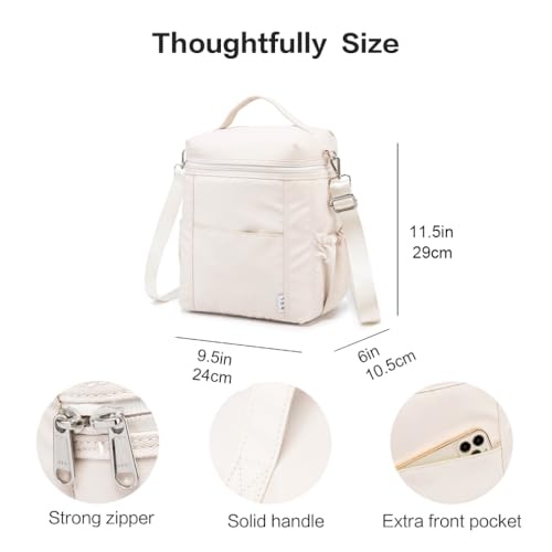 Image of NOL Natural Organic Lifestyle Insulated Lunch Bags for Women Cooler Bag Lightweight Nylon Waterproof Lunch Box For Work (Cream, Large)