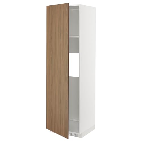 ProTuning METOD - Frigorífico o congelador de cabina alta con puerta, blanco/efecto nogal marrón Tistorp, 60 x 60 x 200 cm