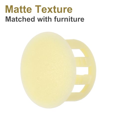 Image of MECCANIXITY 64PCS 14mm(9 /16 inch) Beige Plastic Hole Plugs, Flush Type Panel Hole Plugs Insert End Caps for Locking Hole Tubes Furniture Cabinet