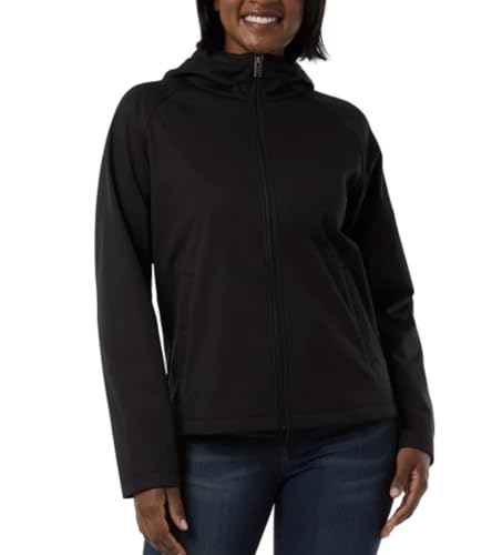 32 Degrees Heat Women's Fleeced Line Hooded Full Zip Softshell Jacket (US, Alpha, Medium, Regular, Regular, Black)