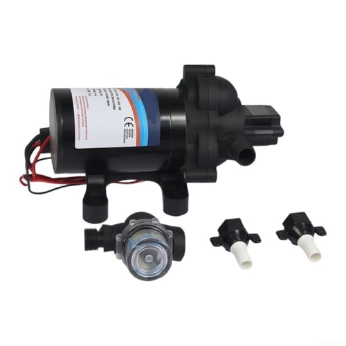 Bomba de diafragma para agua de 24V con interruptor ajustable negro 6