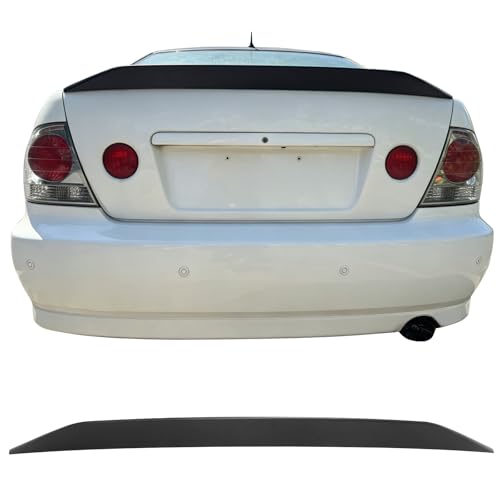 IKON MOTORSPORTS, Trunk Spoiler Compatible with 2001-2005 Lexus IS300 Sedan, JDM Duckbill Style Primer Black ABS Rear Trunk Lid Spoiler Wing Lip