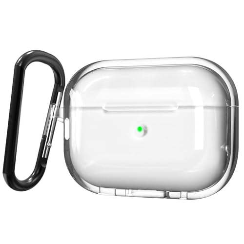 Sounce Earphone Case Cover Compatible for Airpods Pro 2 Case 2022, Soft Silicone Skin Case Cover Shock-Absorbing Protective Case with Keychain [Front LED Visible](Transparent)