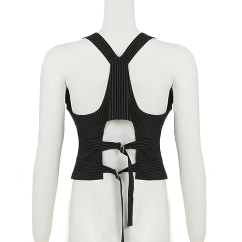 Hularka Womens Sexy Y2k Dressy Vest Slim Fit Sleeveless Halter Vneck Casual Vintage Tuxedo Suit Waistcoat Top4