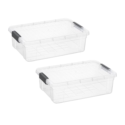 Image of Superio Clear Storage Boxes with Lids, 13.7 Quart Plastic Container Bins for Organizing, Stackable Crates, BPA Free, Non Toxic, Odor Free, Organizers for Home, Office, School, and Dorm