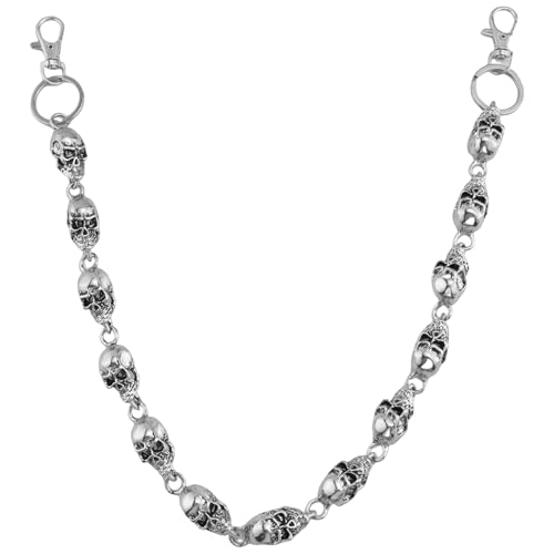 Ikacvb Wallet Chain For Men Skull Pants Jeans Chain Cool Punk Heavy Biker Chains Anti-Theft Wallet Chains Gifts For Men Son Goth Skull Accessories