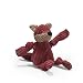 HuggleHounds Plush Corduroy Durable Knotties Fox Dog Toy, Maroon/Tan, Small