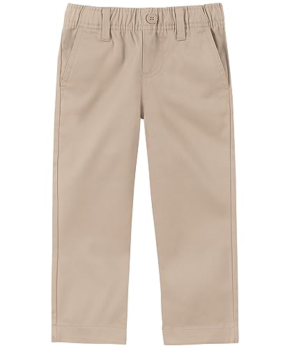 Image of Nautica Boys School Uniform Twill Khaki Pants, Flat Front & Elasticized Waistband, Zipper Closure With Faux Button