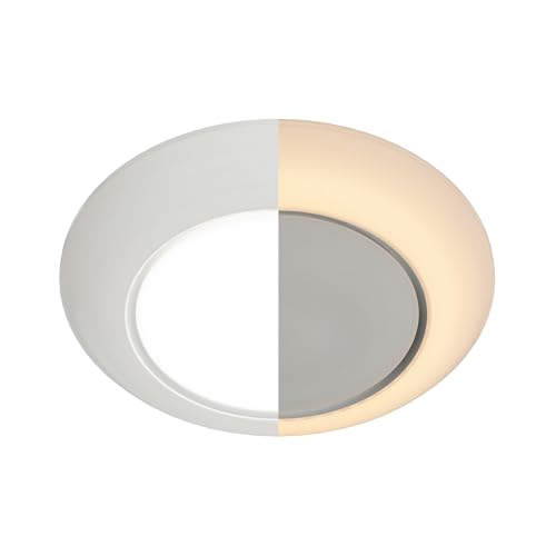 JULLISON 6 Inch LED Low Profile Disk Light with Night Light, 120VAC, 15W, 5CCT Color Changing, 1000LM, Dimmable, ETL, Shower Wet Rated Screw in Flush Mount Ceiling Light, White/1 Pack