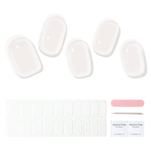 Semi Cured Gel Nail Strips, 20 pcs Gel Nail Stikers, Gel Nail Wraps Semi Cured, Salon-Quality, 2 Weeks Long Lasting, Crystal Clear
