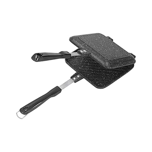 Sartén Cuadrada de Doble, Tostadora Camping Caliente con Superficie panqueques de Desayuno, para Cocina de Rejilla Profunda Antiadherente para Jamón Huevo Sartén Parrilla Eléctrica y Sandwichera