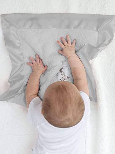 Image of Little Giraffe Baby Blanket - Blanky - Soft Blanket with Satin Trim - Baby Stroller Blanket - Newborn Baby Essentials & Baby Gifts - 17 x 17 - Silver