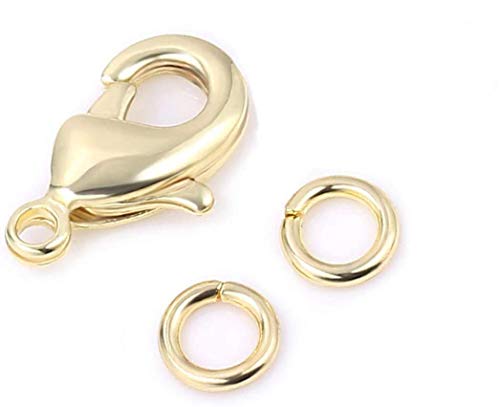50pcs Gold Lobster Claw Clasps 10mm and Jump Ring 4mm 100pcs for Jewelry Making Lead and Nickel Free (Gold)
