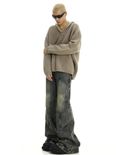 Men Jeans Gradient Color Denim Streetwear High Street Style All-Match Wide Leg Trousers College Jeans3