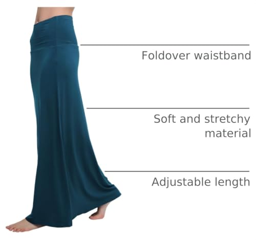 Image of Urban CoCo Women's Stylish Spandex Comfy Fold-Over Flare Long Maxi Skirt