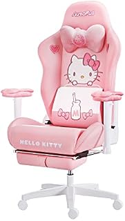 AutoFull Hello Kitty Pink Gaming Chair High Back Ergonomic Office Desk Computer Chair with Lumbar Support, Racing Style PU Leather Task Chair with Footrest