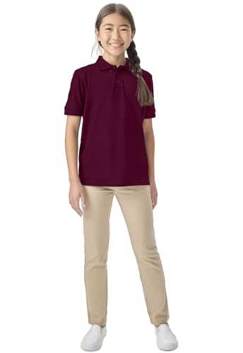 Image of Classroom School Uniforms for Boys and Girls Short Sleeve Pique Polo | Adult Fit, Matching Ribbed Collar, Banded Sleeves, Three-button Placket, Comfortable Fit, School Uniform Essential