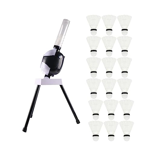 Automatic Badminton Serve Machine Badminton Launcher Robot Electric Professional Sports Game Badminton Ball Tosser for Kids Beginners Adults, with 18 Badmintons