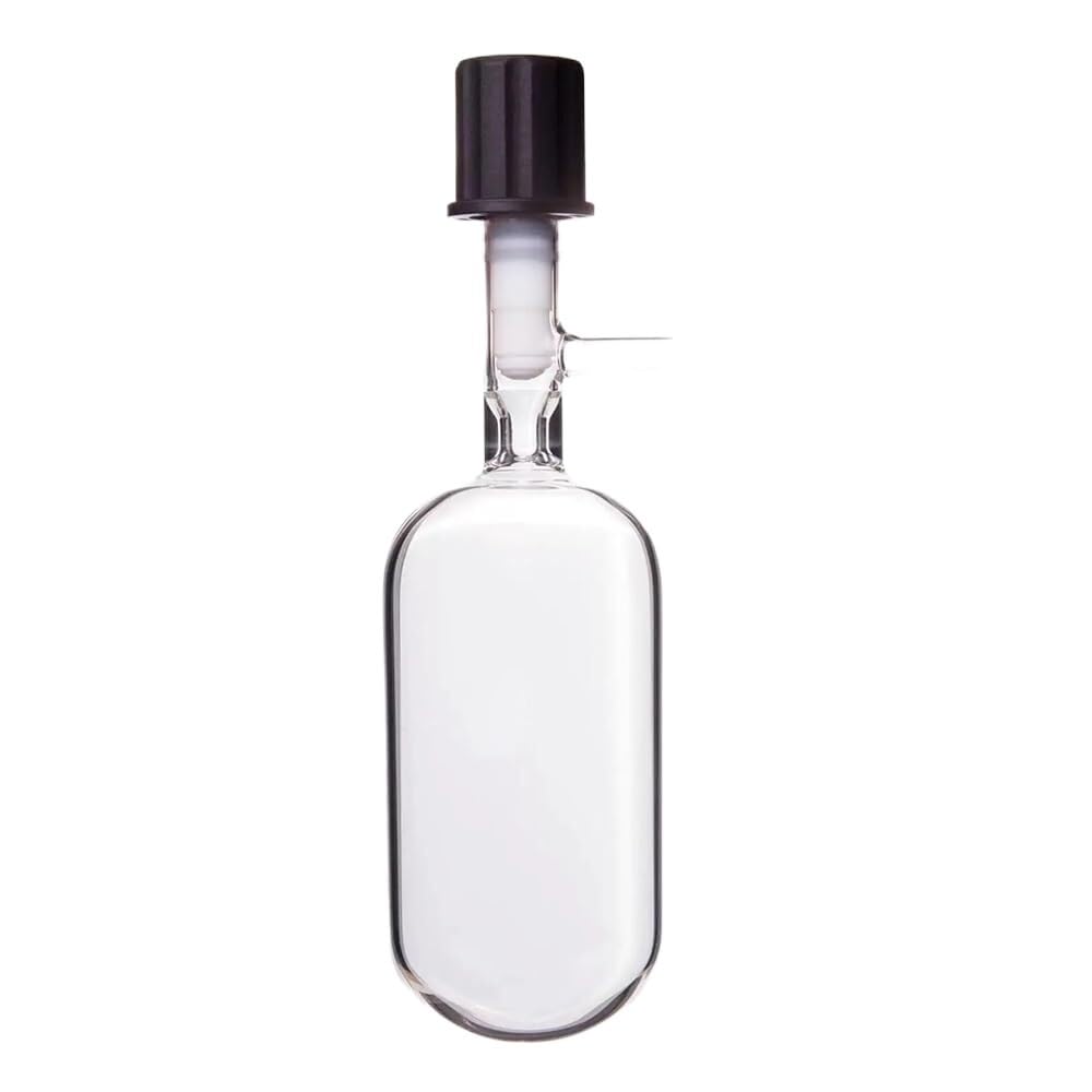 Glasadapter, Borosilikatglas F58 Dickwandiger PTFE-Hochvakuum-Durchflussregelventiladapter 5-350 ml Labor(10mL-F580810)