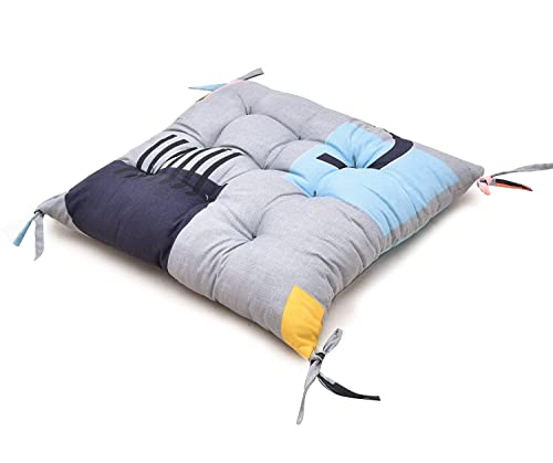 Image of COZY FURNISH Microfiber Cotton Chair Pads with Four Corner Ties 16x16(Inches) 41X41(CM) Square, Pack of 2 | Extra-Comfortable & Soft Seat Cushions | Ergonomic Pillows