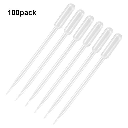 Dokpav 100PCS 5ML Plastic Transfer Pipette, Graduated Pipettes Dropper, Disposable Plastic Dropper, Essential Oils Pipettes, Liquid Droppers, Washable Pipettor Measuring for Mixing Acrylic Paints Lab