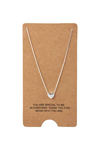 925 Sterling Silver Tiny Minimalism Floating Heart Necklace 17.5" (Box Chain)2