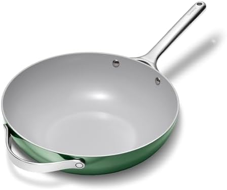 Caraway Non-Stick Stir Fry Pan - 12” Wok-Inspired Pan - Free From Forever Chemicals - High-Sloped Walls - Stainless Steel Handles - Sage