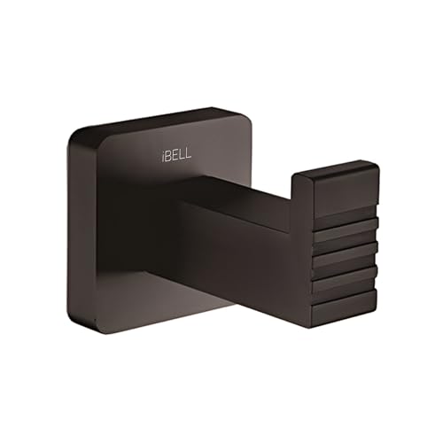 Image of IBELL Black Aluminum Set of 6-Pcs /Bathroom Hardware Set (Towel Bar /Soap Holder /Toothbrush Holder with Tumbler /Toilet Paper Holder /Hook /Towel Ring), Matte Black.