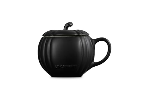 Image of Le Creuset Stoneware Pumpkin Mug with Lid, 14 oz., Licorice