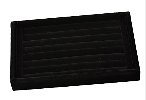 E-Meoly Présentoir pour bagues et boutons de manchette 7 rangées sans couvercle Noir Cover
