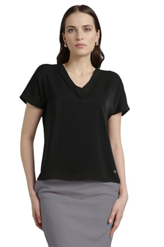 Image of Van Heusen Women's Polyester Regular Fit Half Sleeve V Neck Formal Top