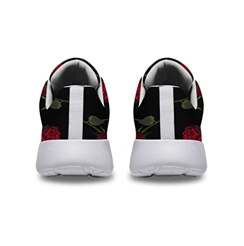 Sonzj-II Red Rose Shoes for Women Vintage Roses Running Shoes Flower Floral Print Lightweight Walking Tennis Sneakers Gift for Her4