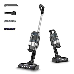 DEENKEE Akku Staubsauger, 25000Pa Kabelloser Stabstaubsauger 4 in 1, 30 Minuten Laufzeit, akku- staubsauger mit HEPA…