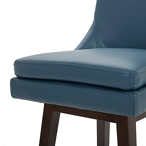 Chita Counter Height Swivel Barstool With Back Set Of 2, Upholstered Faux Leather Swivel Bar Stool, 26.8" H Seat Height, Pu Leather In Dark Blue #TOP5