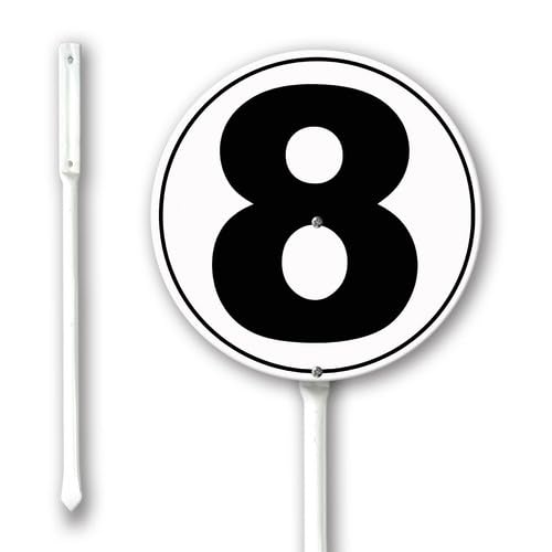Geroclonup Number Signs Number 8 Sign with Stake 23cm Rustproof Aluminium Yard Decorations Round Metal Fade Resistant Lawn Signs Numbered Sign for Outdoor Decor