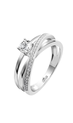 LOTUS SILVER Anillo Plata Mujer Plata de Ley 925 - Diseño Ergonómico y Ajuste Perfecto LP3732-3/116 - Ideal para Compromiso - Pedida - Alianza - Promesa - Con Circonita - Anillos Mujer