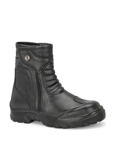 Image of Eego Italy Rider Goat, Water Resistant Biker boot /Motorcycle riding boot, real leather upper, steel toe protection, padded in socks, 3M Reflectors ankle protection - RIDERGOAT-BLACK-6