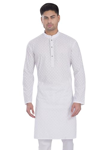 Image of DIVISIVE Men's Thread Embroidered Cotton Only Slim Fit Kurta