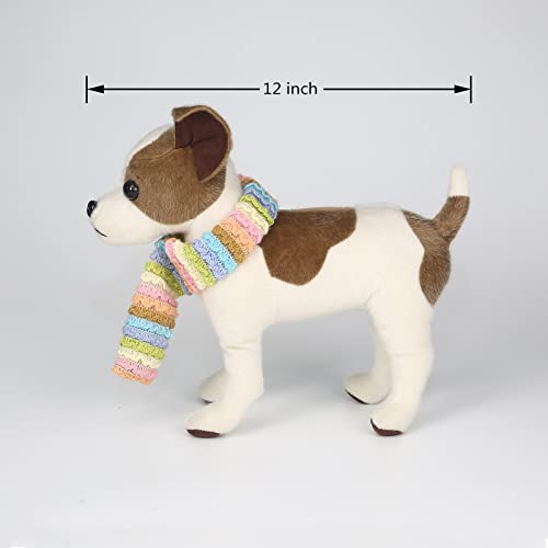 CU-MATE 12 '' Jack Russell Terrier Plüschtier Realistischer stehender Hündchen - Weiß und Braun Handgefertigtes weiches Plüsch Jack Kuscheltiere Geschenk für Jungen Mädchen