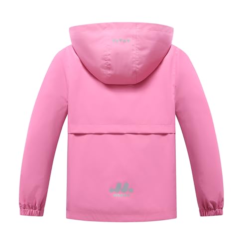 Image of MGEOY Boys Girls Rain Jacket Lightweight Waterproof Hooded Fleece Lined Raincoat Windbreakers for Kids
