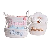 Giftailor Cesta de almacenamiento personalizada para niños con nombre, regalo personalizado para bebé, decoración de guardería, cesta de baby shower para niños y niñas, organizador de juguetes hecho a