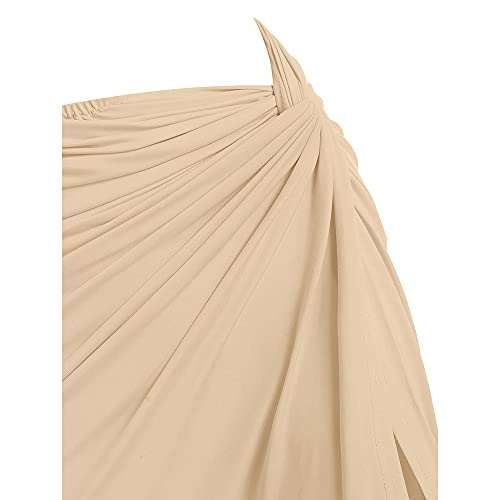 Image of ZAFUL Women's Casual Sleeveless Summer Two Piece Outfits Crop Top and Side Split Draped Ruched Maxi Skirt Set Solid Suiting