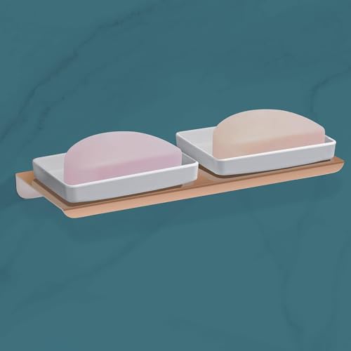 Image of Plantex (Primax) Stainless Steel with ABS Material Double Soap Holder /Wall Mounted Soap Holder /Bathroom Accessories - (Rose Gold)