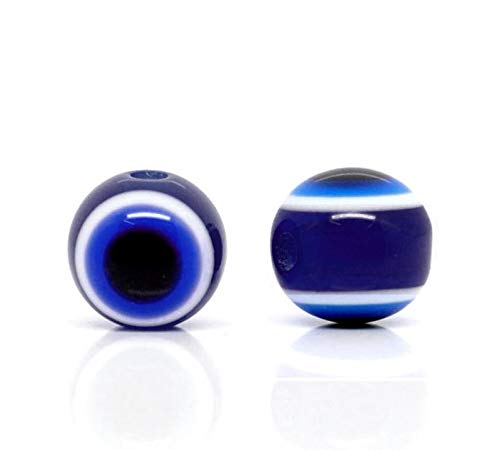 Perlin Nazar Boncuk Beads 6mm Round Evil Eye 100pcs Blue Evil Eye Beads Turkish Eye Lucky Charm Small Craft Beads for Jewellery DIY
