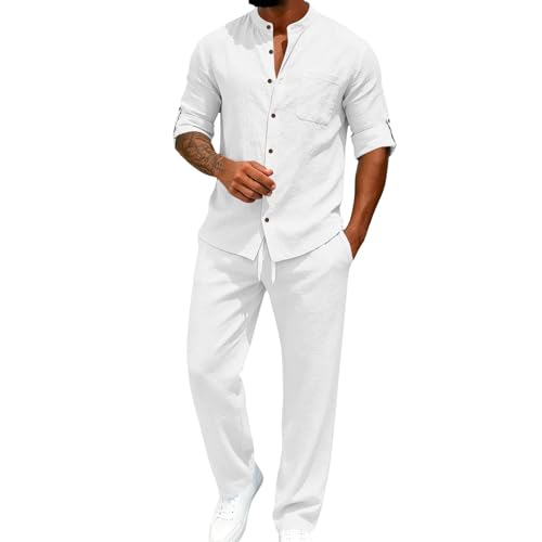 Tenue de plage en lin pour homme unie et légère de qualité supérieure